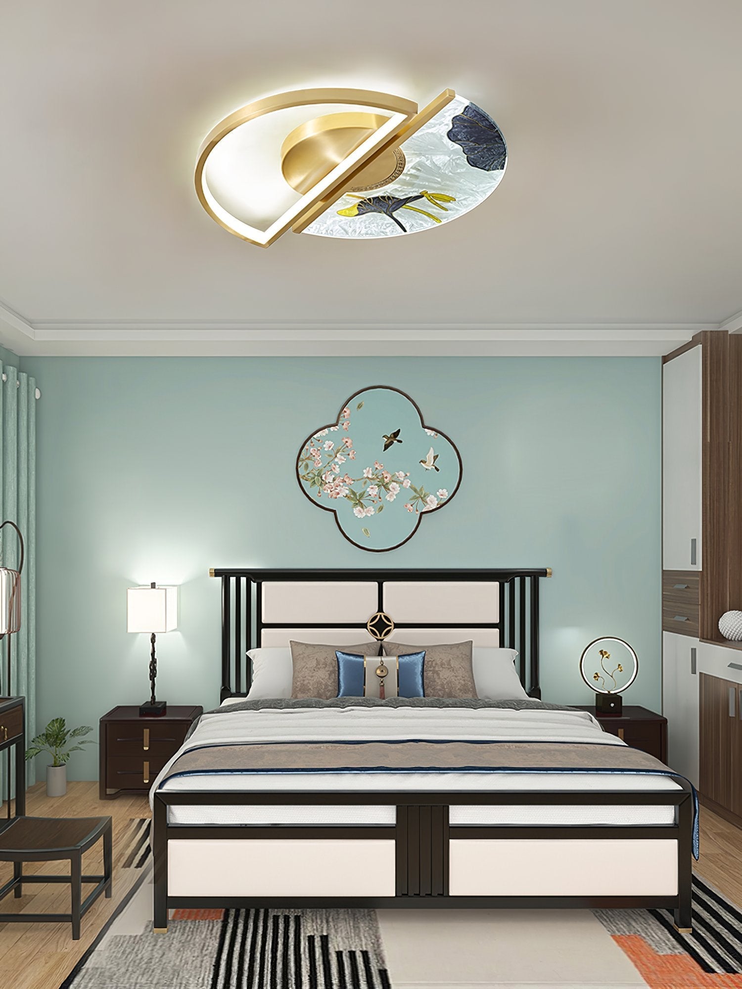 modern-olin-brass-and-enamel-stained-glass-led-flush-mount-ceiling-light