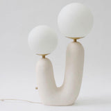 Modern Geometric Resin and Glass Table Lamp with Contemporary Sculptural Design