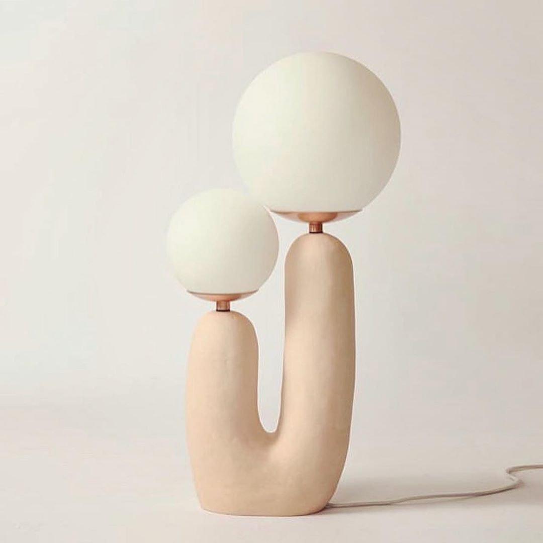 Modern Geometric Resin and Glass Table Lamp with Contemporary Sculptural Design