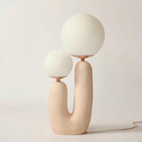 Modern Geometric Resin and Glass Table Lamp with Contemporary Sculptural Design