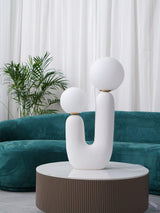 Modern Handmade Ceramic Task Lamp with Glass Shade and Copper Dimmer Dial
