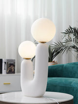 Modern Handmade Ceramic Task Lamp with Glass Shade and Copper Dimmer Dial