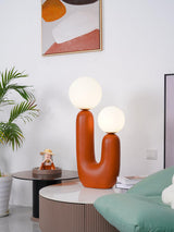 Modern Handmade Ceramic Task Lamp with Glass Shade and Copper Dimmer Dial