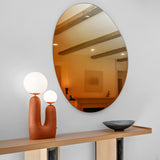 Modern Handmade Ceramic Task Lamp with Glass Shade and Copper Dimmer Dial