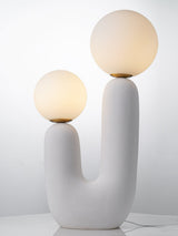 Modern Handmade Ceramic Task Lamp with Glass Shade and Copper Dimmer Dial