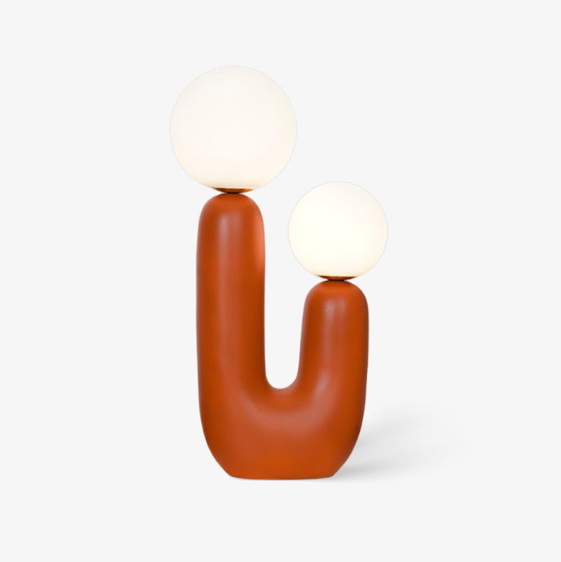 Modern Handmade Ceramic Task Lamp with Glass Shade and Copper Dimmer Dial