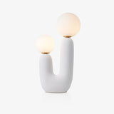 Modern Handmade Ceramic Task Lamp with Glass Shade and Copper Dimmer Dial