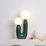Modern Rough Resin Table Lamp with White Glass Globe Shade for Interior Decor