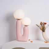 Modern Rough Resin Table Lamp with White Glass Globe Shade for Interior Decor