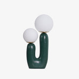 Modern Rough Resin Table Lamp with White Glass Globe Shade for Interior Decor