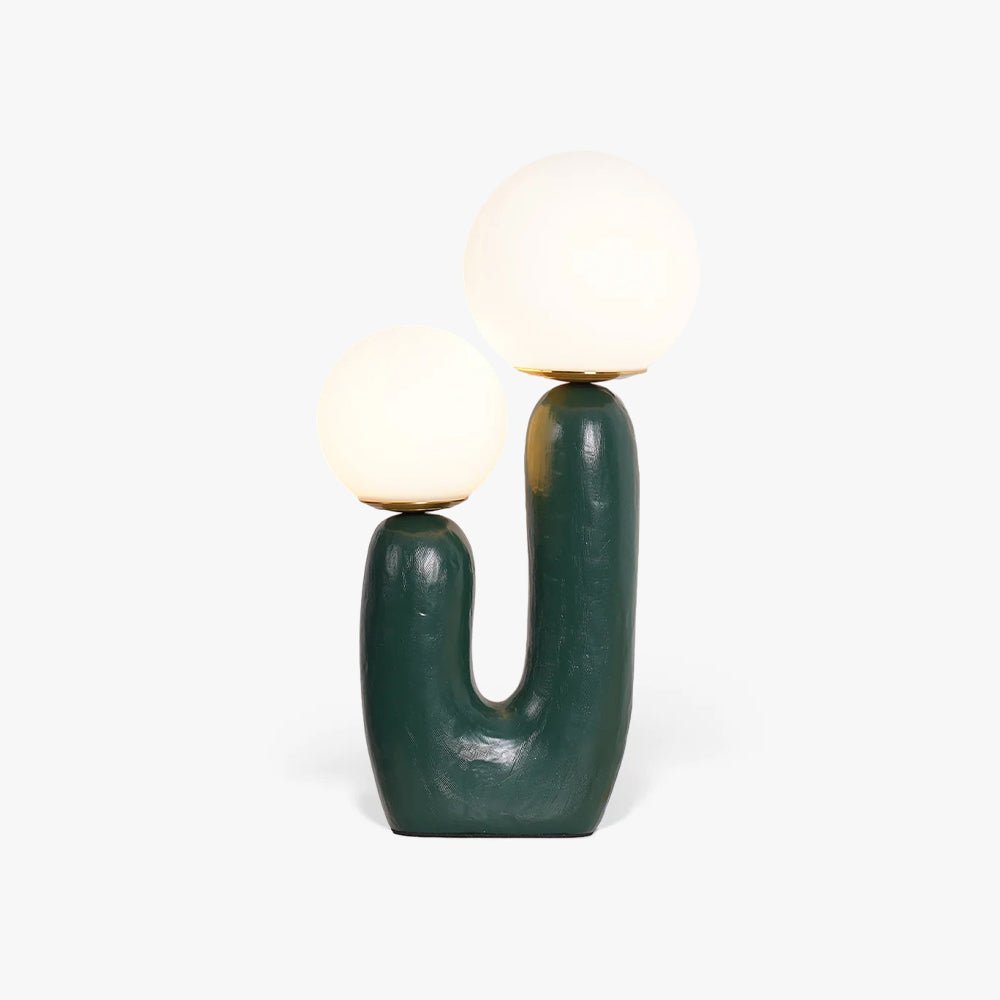 Modern Rough Resin Table Lamp with White Glass Globe Shade for Interior Decor