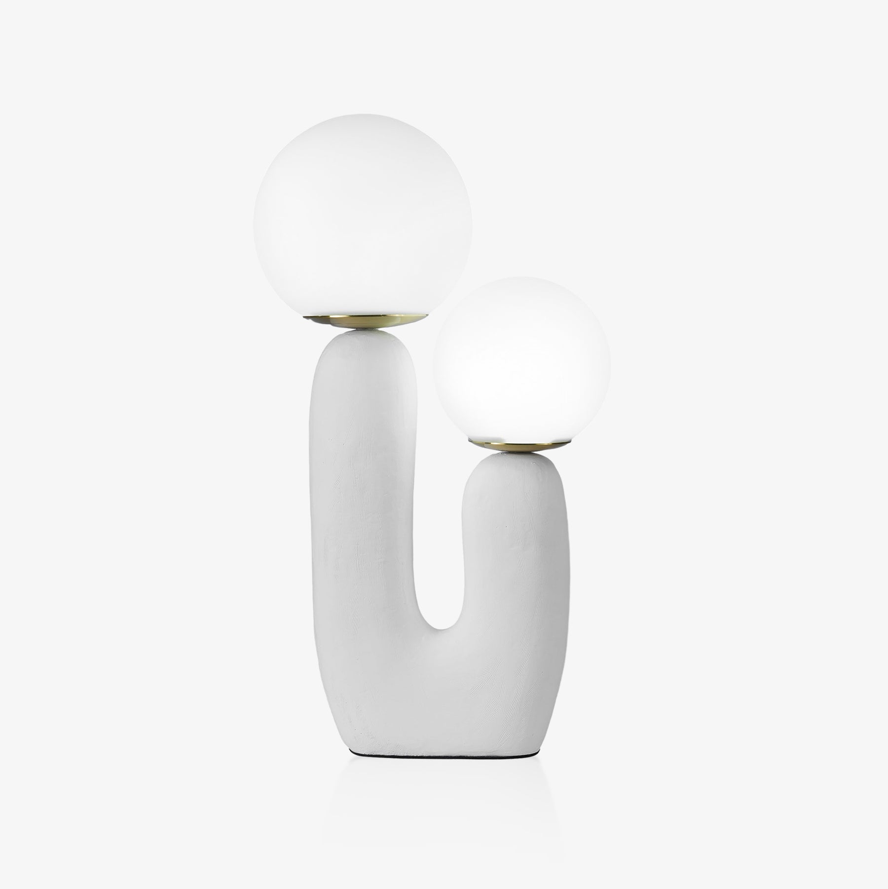 Modern Rough Resin Table Lamp with White Glass Globe Shade for Interior Decor