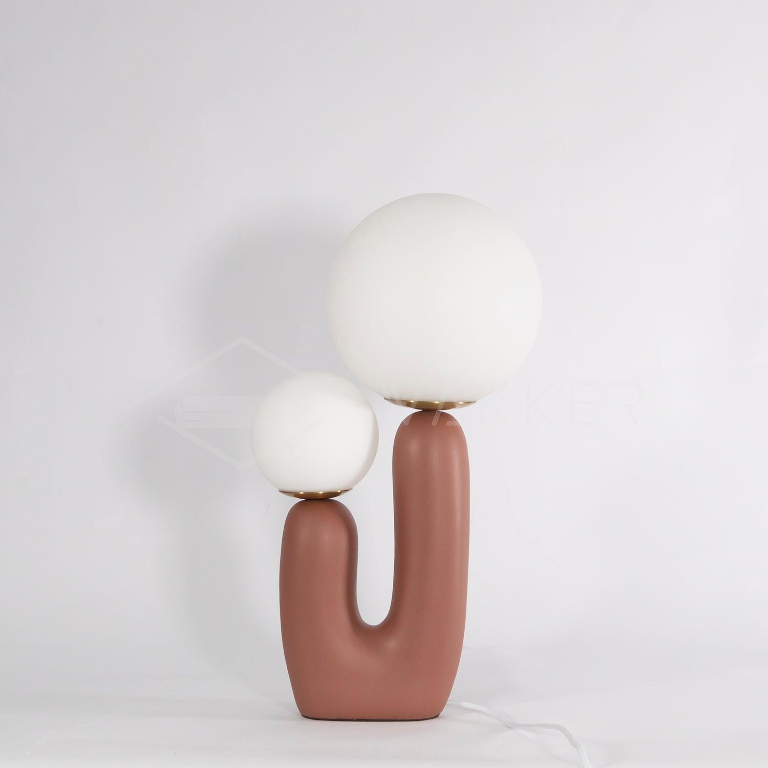 Modern Geometric Resin and Glass Table Lamp with Contemporary Sculptural Design