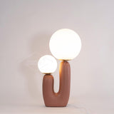 Modern Geometric Resin and Glass Table Lamp with Contemporary Sculptural Design