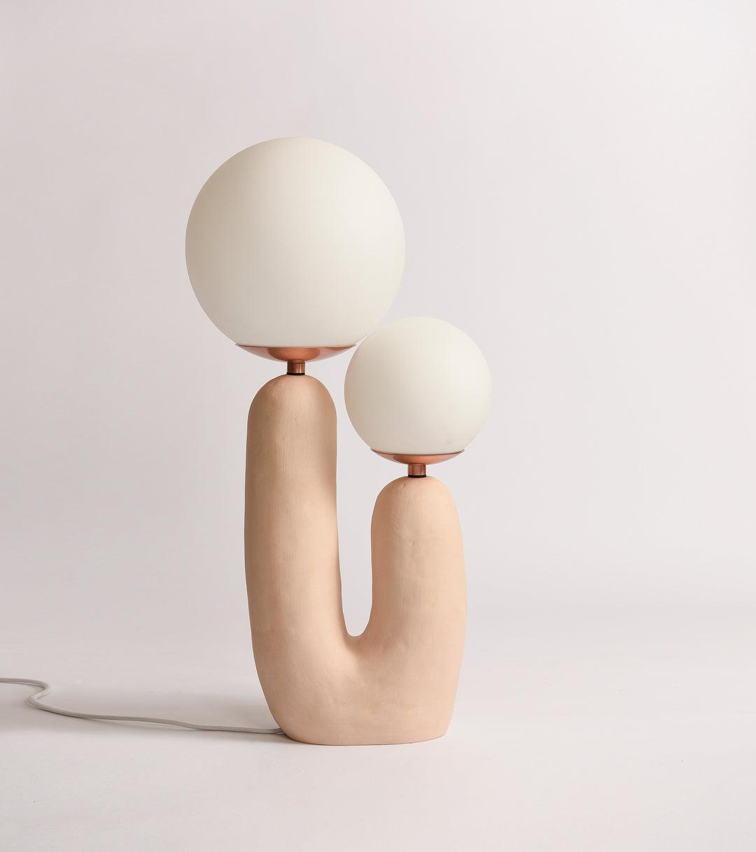 Modern Geometric Resin and Glass Table Lamp with Contemporary Sculptural Design