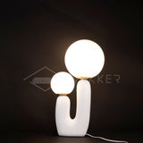 Modern Geometric Resin and Glass Table Lamp with Contemporary Sculptural Design