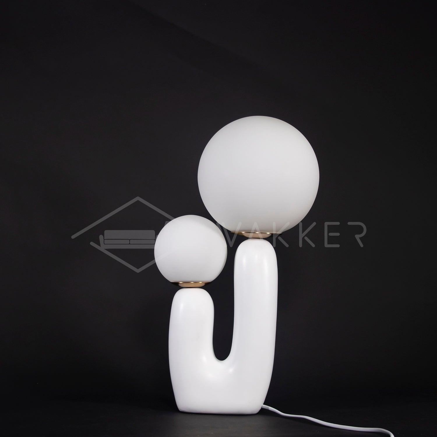 Modern Geometric Resin and Glass Table Lamp with Contemporary Sculptural Design