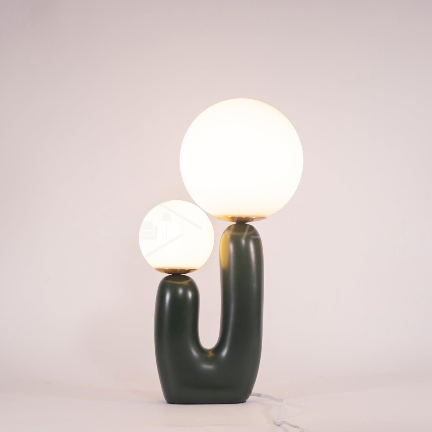 Modern Geometric Resin and Glass Table Lamp with Contemporary Sculptural Design