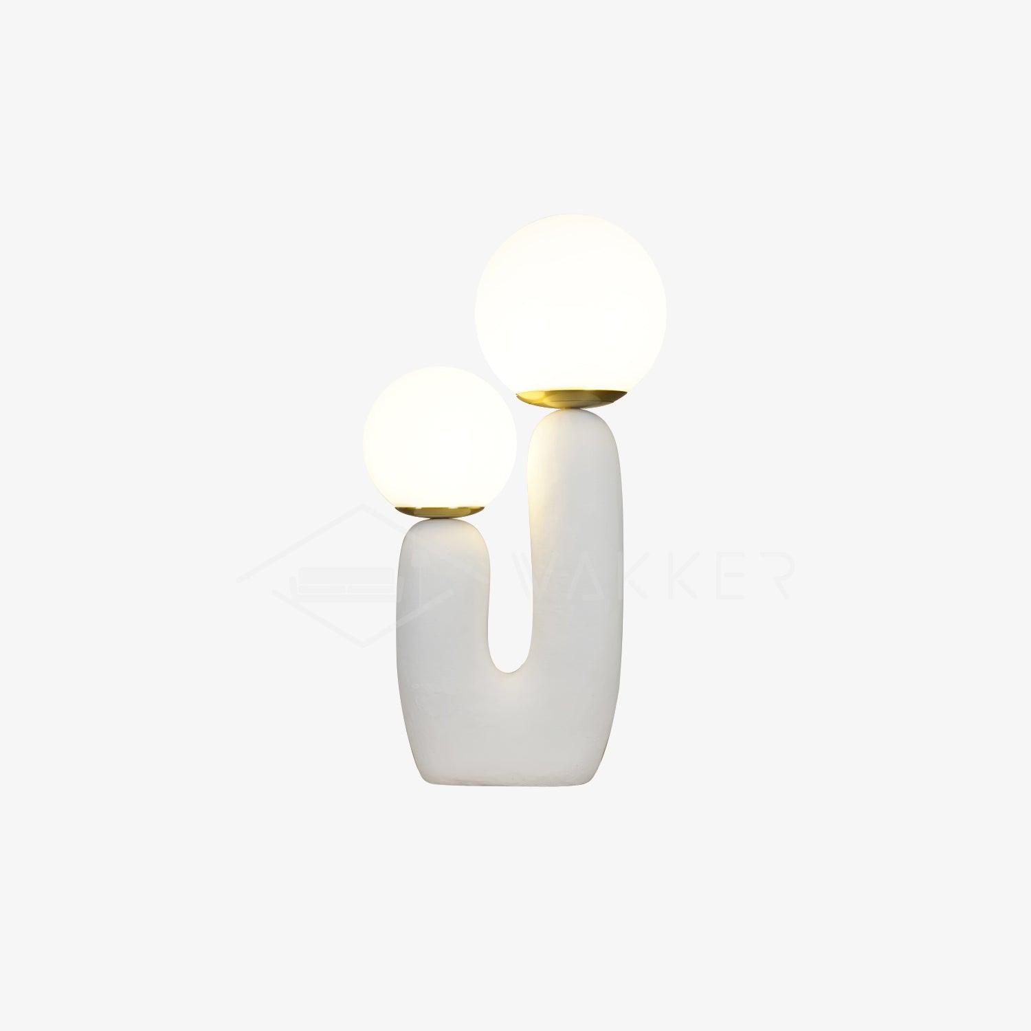 Modern Rough Resin Table Lamp with White Glass Globe Shade for Interior Decor