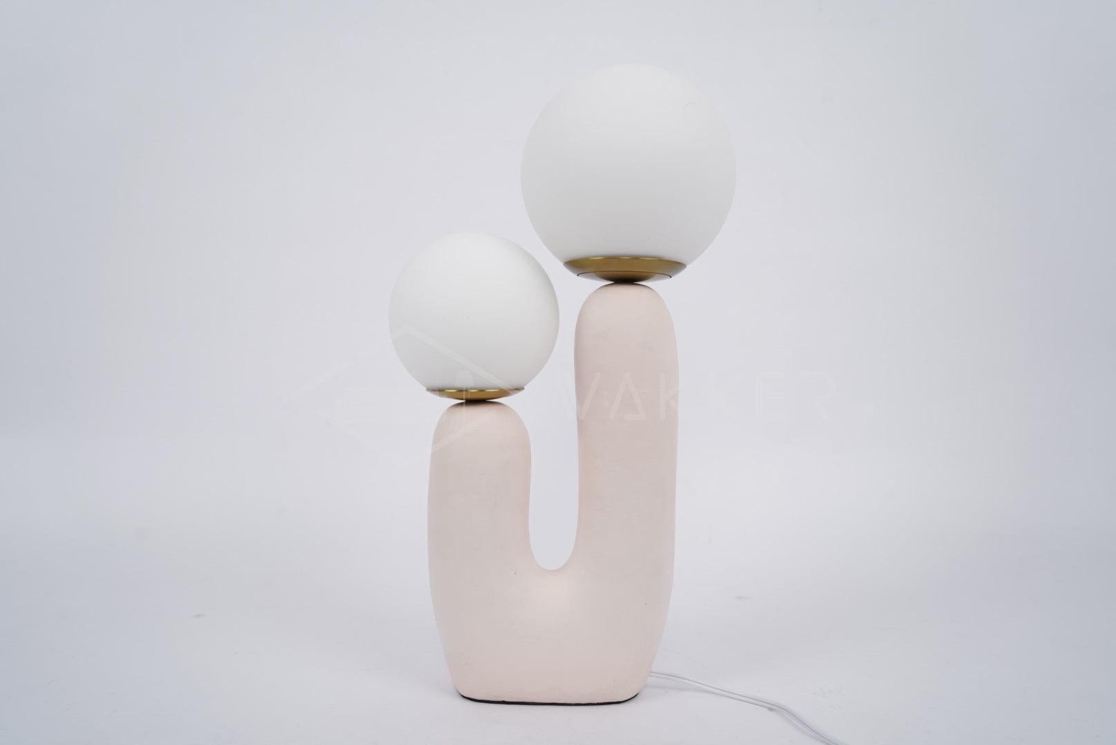 Modern Rough Resin Table Lamp with White Glass Globe Shade for Interior Decor