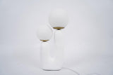 Modern Rough Resin Table Lamp with White Glass Globe Shade for Interior Decor
