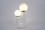 Modern Rough Resin Table Lamp with White Glass Globe Shade for Interior Decor