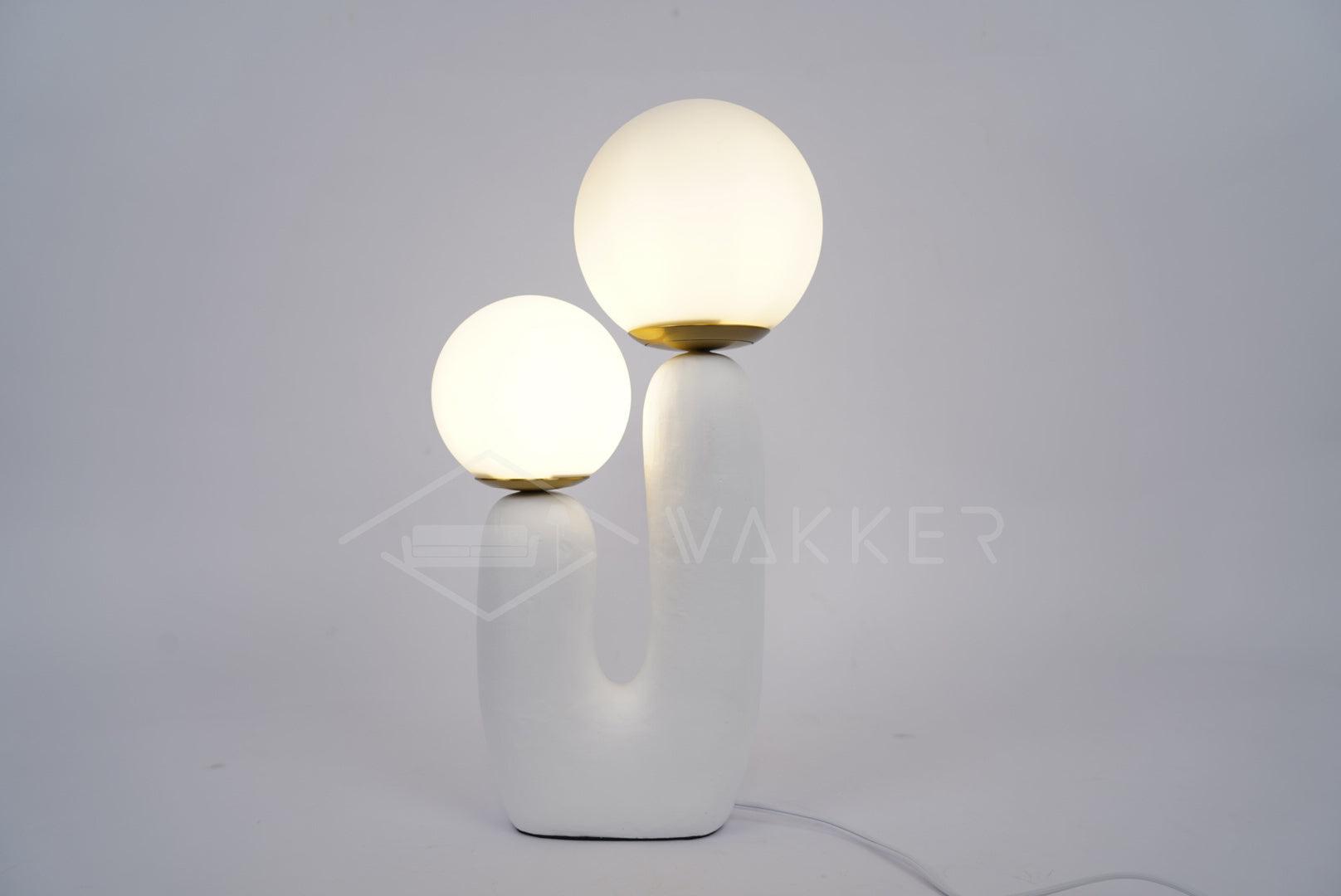 Modern Rough Resin Table Lamp with White Glass Globe Shade for Interior Decor
