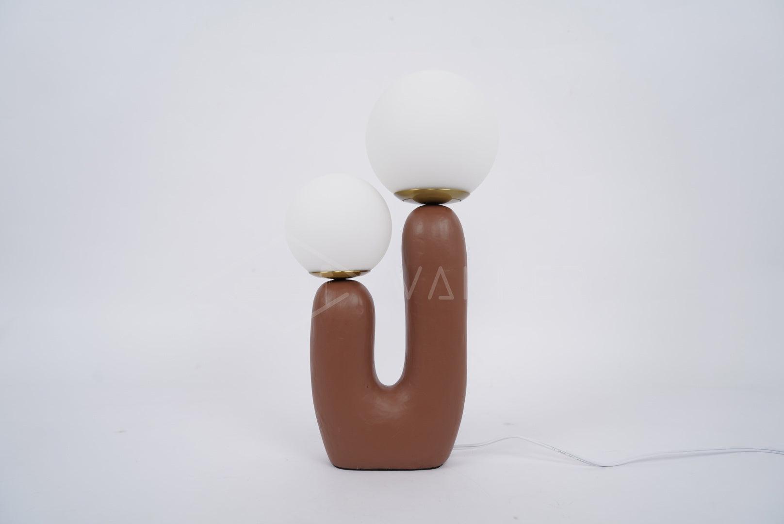 Modern Rough Resin Table Lamp with White Glass Globe Shade for Interior Decor