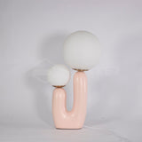 Modern Geometric Resin and Glass Table Lamp with Contemporary Sculptural Design