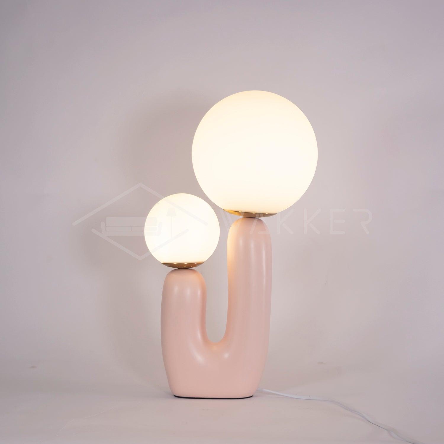 Modern Geometric Resin and Glass Table Lamp with Contemporary Sculptural Design