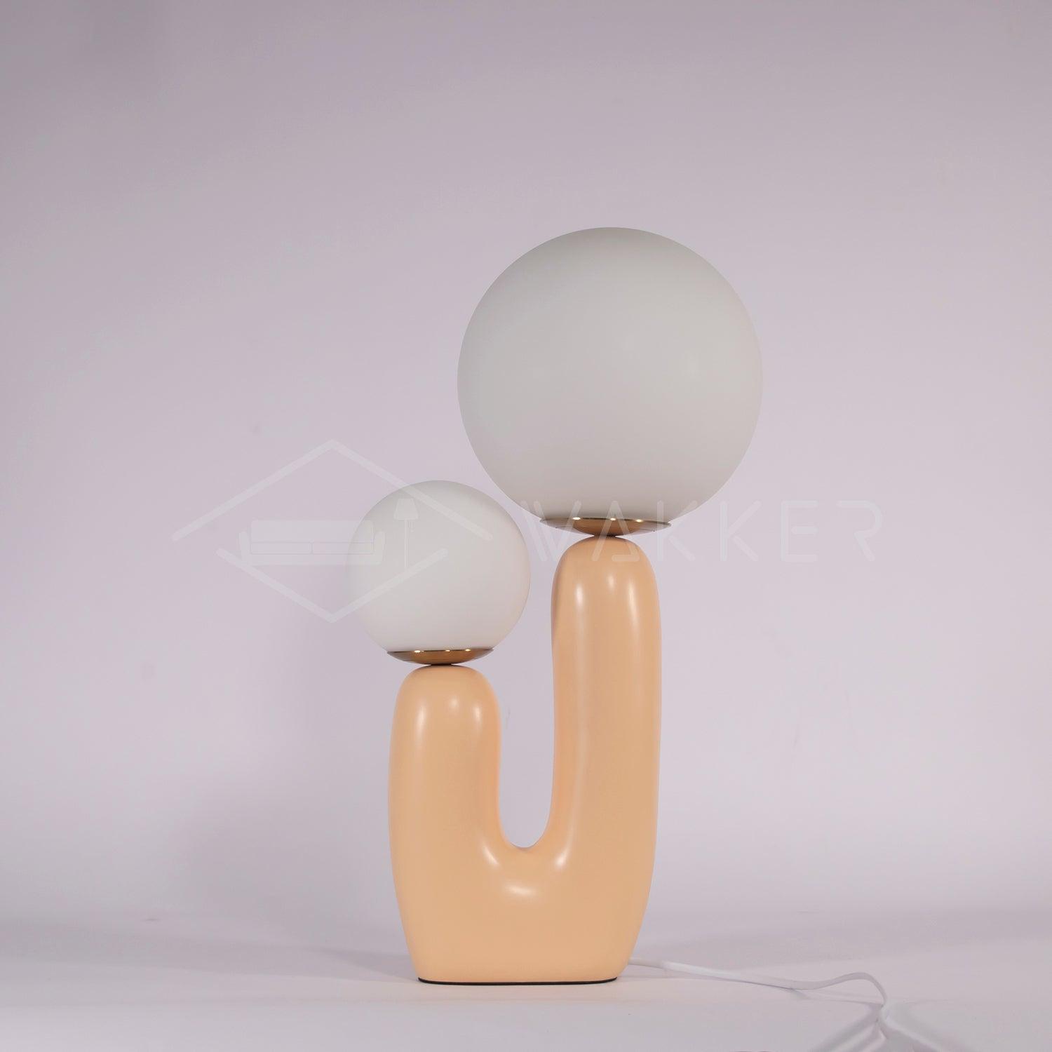 Modern Geometric Resin and Glass Table Lamp with Contemporary Sculptural Design