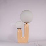 Modern Geometric Resin and Glass Table Lamp with Contemporary Sculptural Design