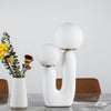 Modern Rough Resin Table Lamp with White Glass Globe Shade for Interior Decor