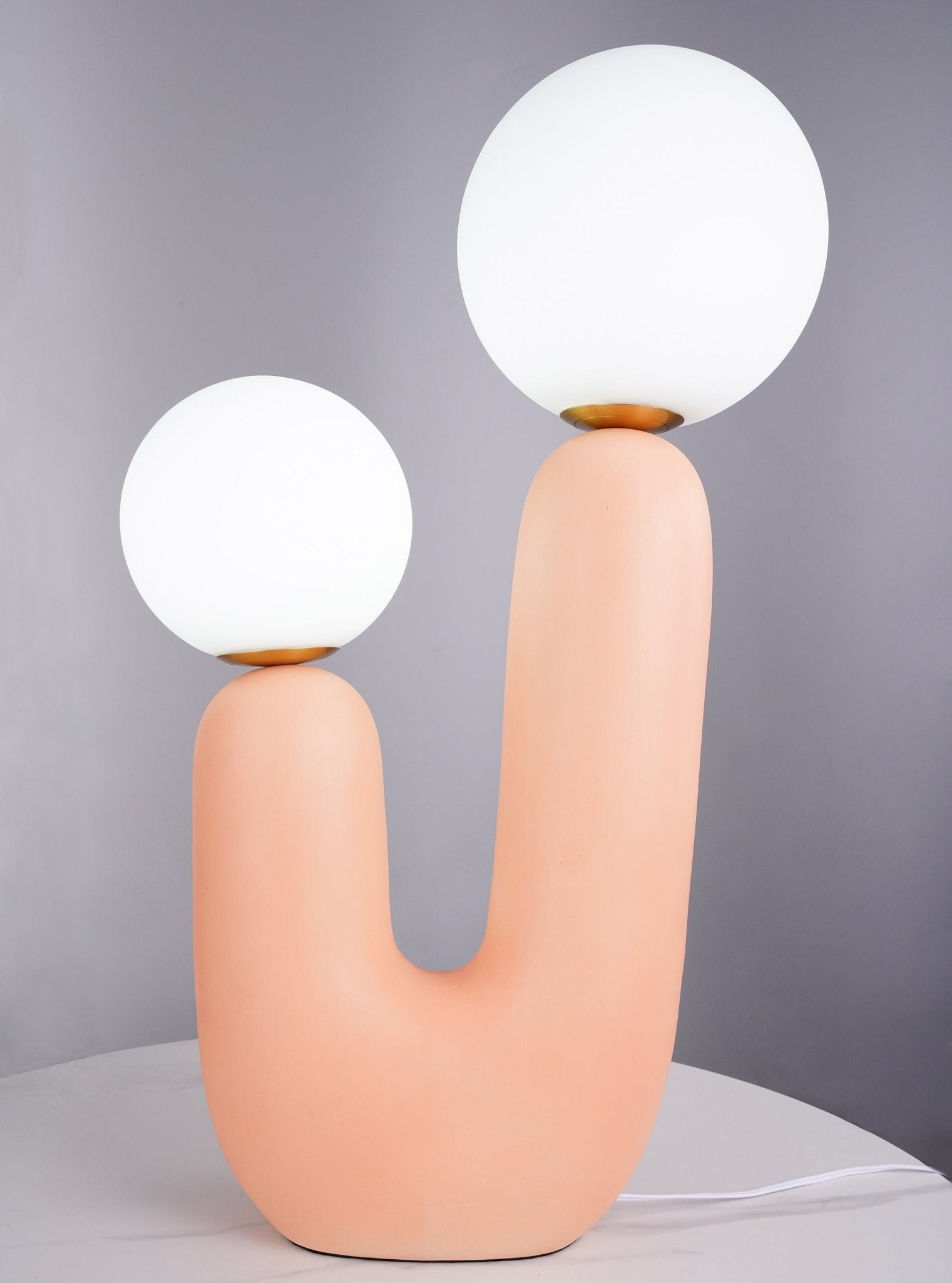 Modern Handmade Ceramic Task Lamp with Glass Shade and Copper Dimmer Dial