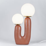 Modern Rough Resin Table Lamp with White Glass Globe Shade for Interior Decor