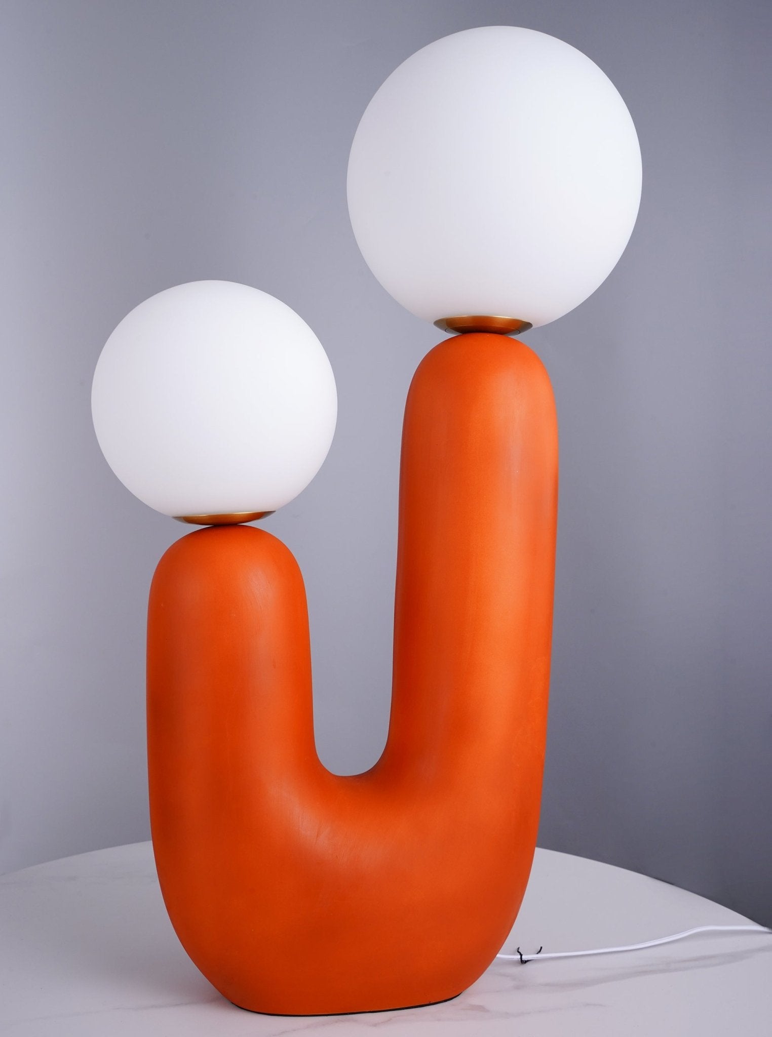 Modern Handmade Ceramic Task Lamp with Glass Shade and Copper Dimmer Dial