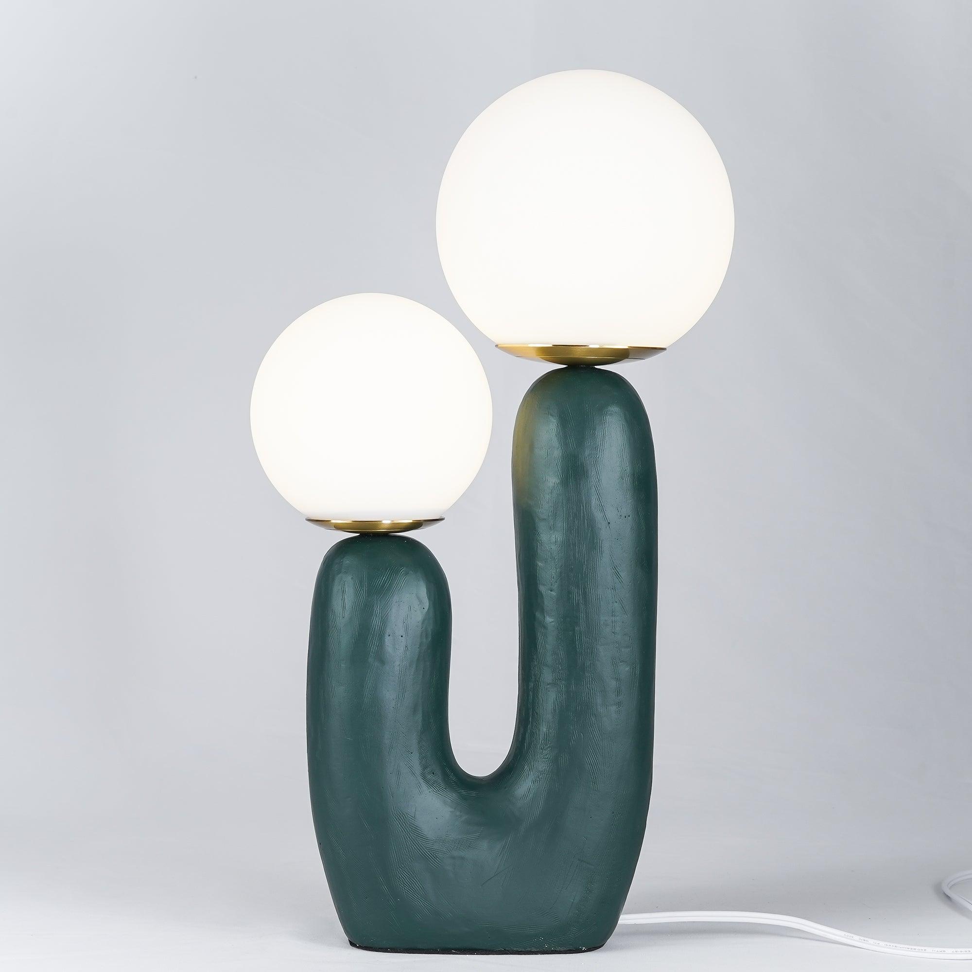 Modern Rough Resin Table Lamp with White Glass Globe Shade for Interior Decor