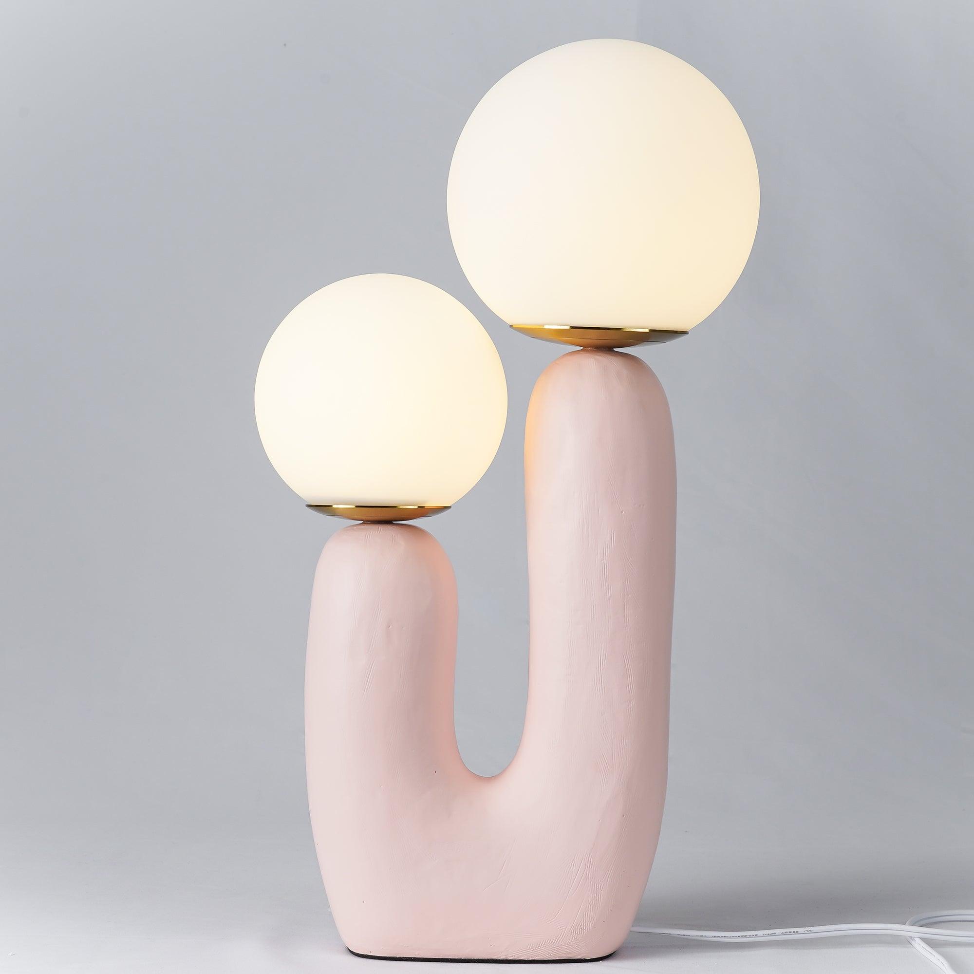 Modern Rough Resin Table Lamp with White Glass Globe Shade for Interior Decor