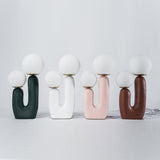 Modern Rough Resin Table Lamp with White Glass Globe Shade for Interior Decor