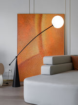 Opal Glass Arc Floor Lamp Modern Ambient Standing Light with Black Metal Finish