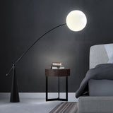 Opal Glass Arc Floor Lamp Modern Ambient Standing Light with Black Metal Finish