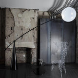 Opal Glass Arc Floor Lamp Modern Ambient Standing Light with Black Metal Finish