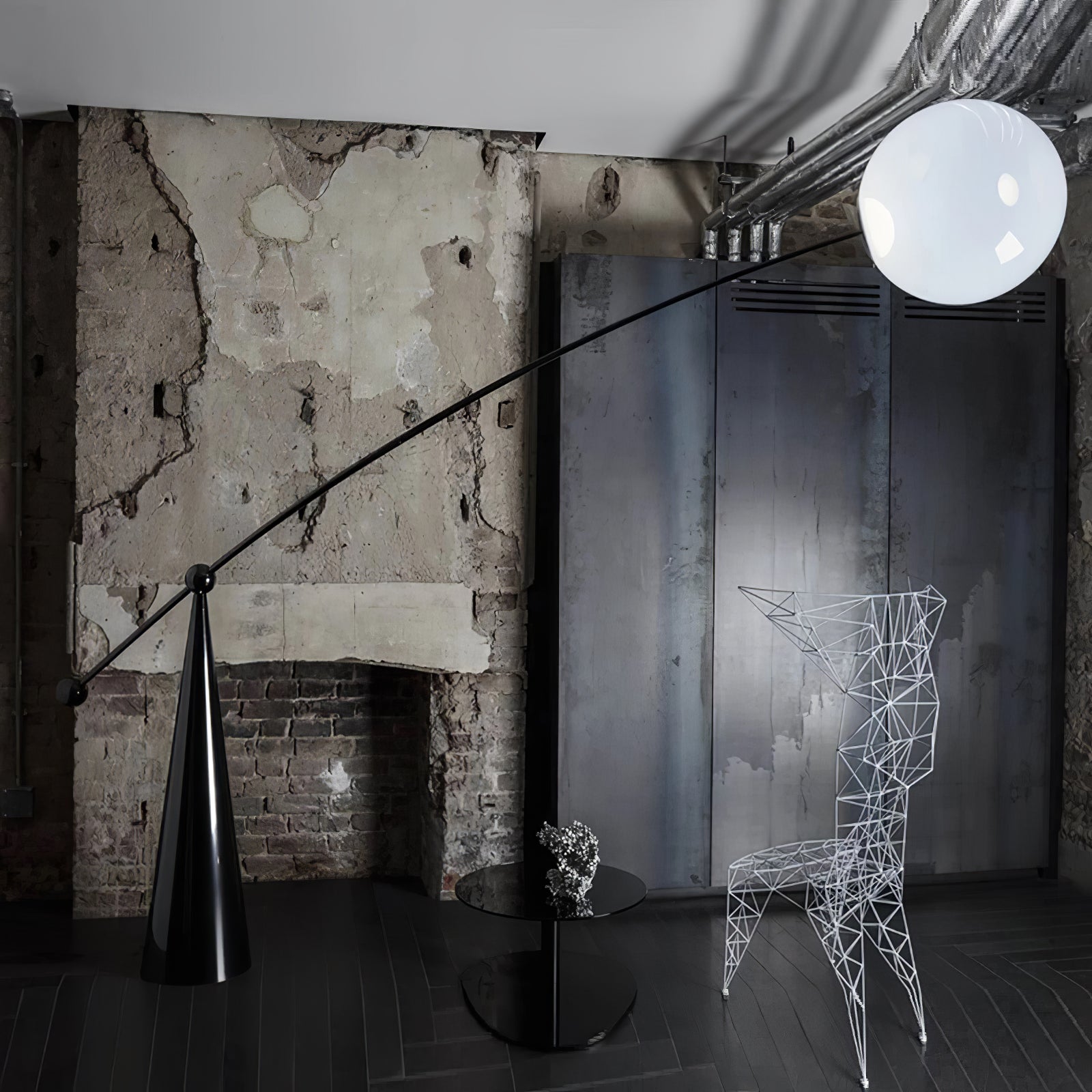 Opal Glass Arc Floor Lamp Modern Ambient Standing Light with Black Metal Finish