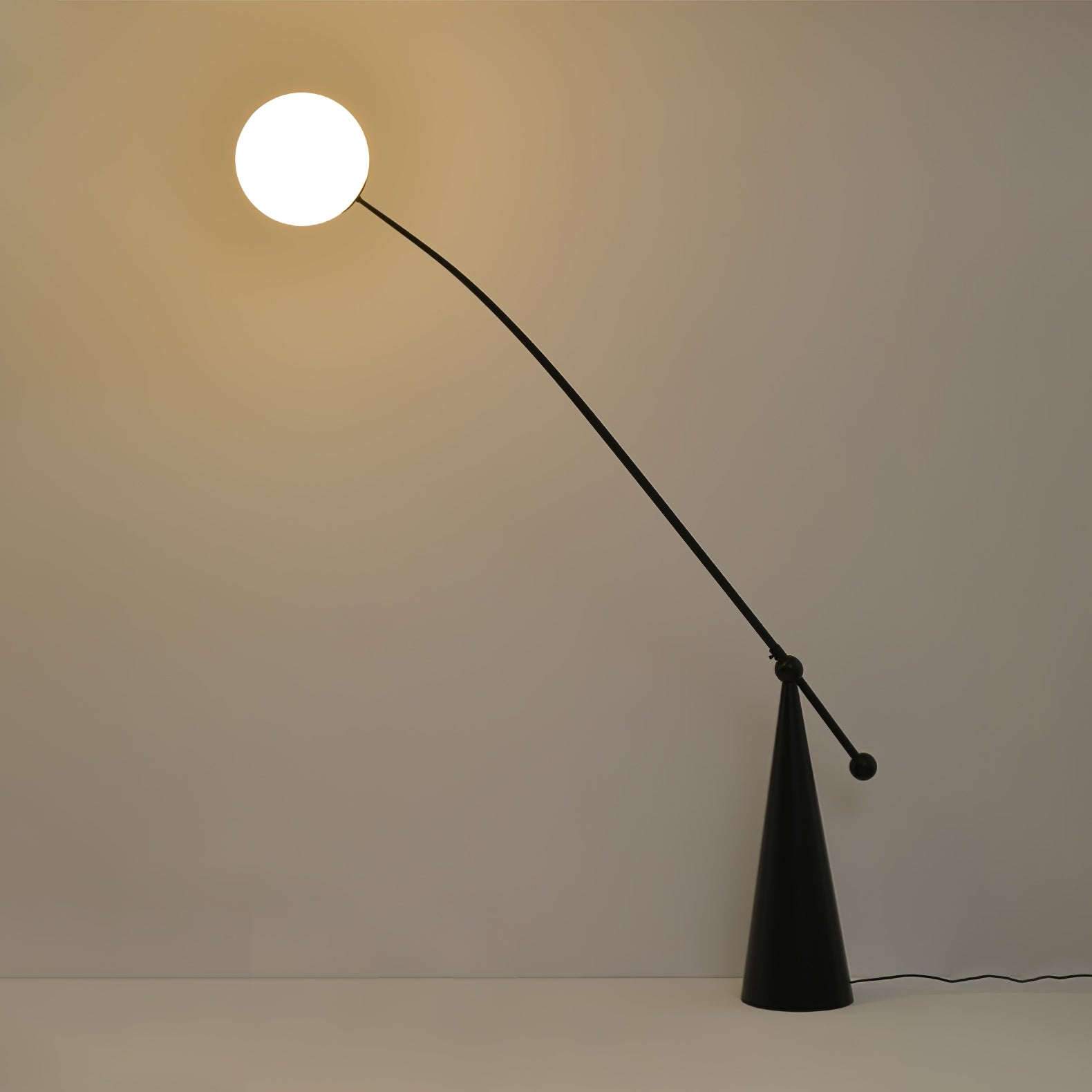 Opal Glass Arc Floor Lamp Modern Ambient Standing Light with Black Metal Finish