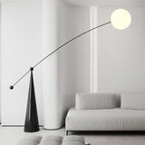 Opal Glass Arc Floor Lamp Modern Ambient Standing Light with Black Metal Finish