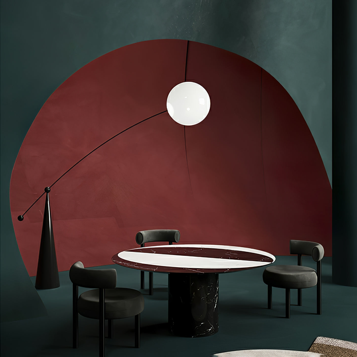 Opal Glass Arc Floor Lamp Modern Ambient Standing Light with Black Metal Finish