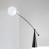 Opal Glass Arc Floor Lamp Modern Ambient Standing Light with Black Metal Finish