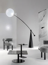 Opal Glass Arc Floor Lamp Modern Ambient Standing Light with Black Metal Finish