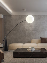 Opal Glass Arc Floor Lamp Modern Ambient Standing Light with Black Metal Finish