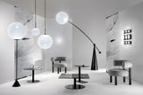 Opal Glass Arc Floor Lamp Modern Ambient Standing Light with Black Metal Finish